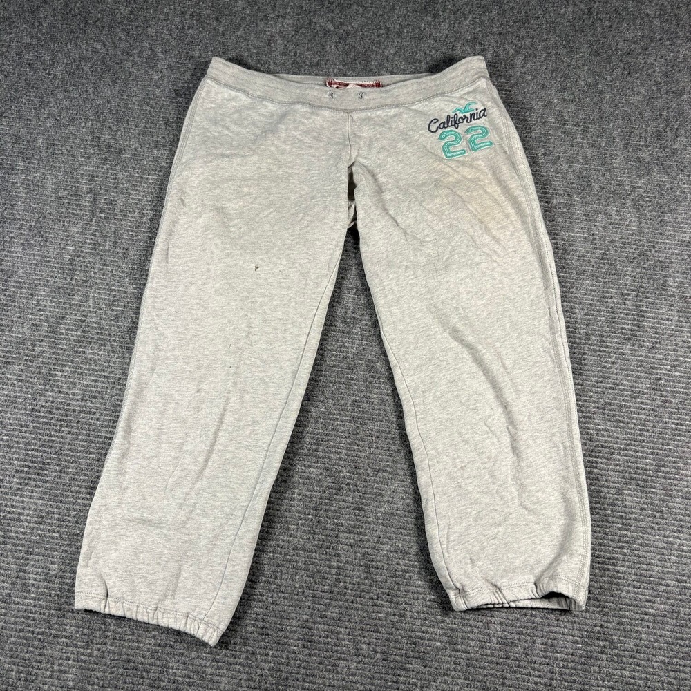 Hollister Sweatpants Womens M Gray Good Y2K Embroidered Logo California 22